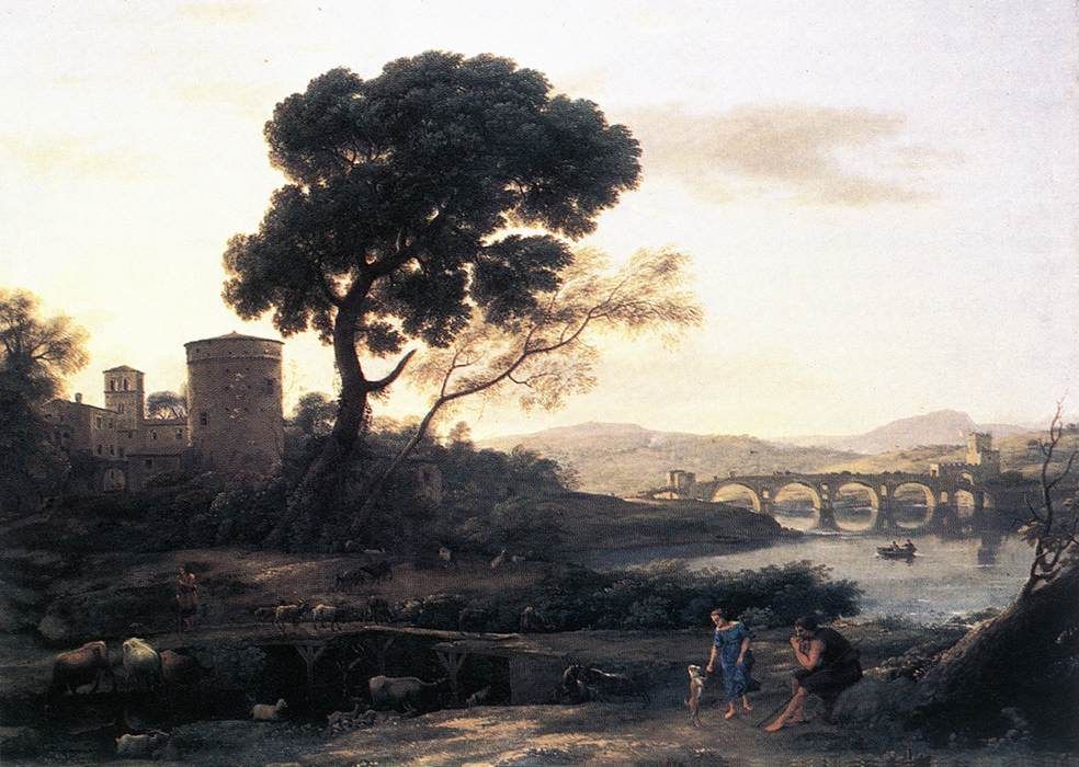 Claude Lorrain Landscape with Shepherds the Pont Molle